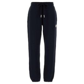 Moncler Calças de moletom de algodão com patch de logo Azul