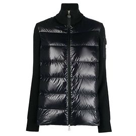 Moncler Wollcardigan mit Logo-Patch und Polsterung Schwarz