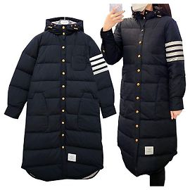 Thom Browne Abrigo de plumas de ganso militar de ripstop diagonal para mujeres Azul
