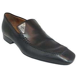 Louis Vuitton Square Toe Calf Black Men's Loafers Nero