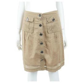 Falda Burberry beige de algodón Castaño