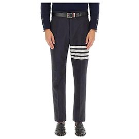 Thom Browne Pantaloni in lana a tessitura semplice Blu