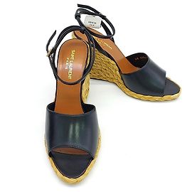 Sandali con zeppa Saint Laurent Nero