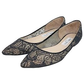 Zapatos planos de encaje Jimmy Choo Negro