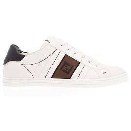 Fendi Leder Low-Top Sneakers Weiß