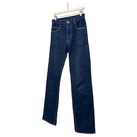 Bottega Veneta Men's Stitch Long Straight Denim Pants Blue