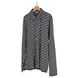 Dior Camisa de malha oversized em gabardine jacquard oblíqua preta Preto