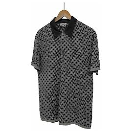 Hermès Camiseta de algodão com colarinho PK para homens, cinza Marrom