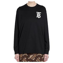 Burberry Langarm-T-Shirt mit Logo Schwarz