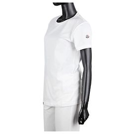 Camiseta de manga corta con parche de logo Moncler - Blanco roto Blanco