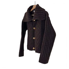 Bottega Veneta Goldmetall Lana Wolle Häkelstrickjacke Taeyeon Braun
