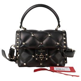 Valentino Candy Stud Mini Top Handle Tote Schultertasche Schwarz