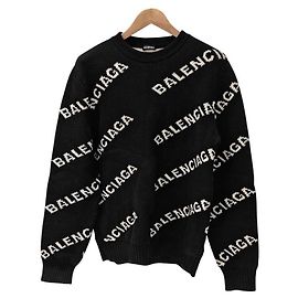 Balenciaga Pull en maille à manches longues avec logo Noir