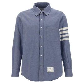 Thom Browne Camicia Flannel Bar Blu