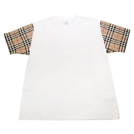 Burberry Kurzarm-T-Shirt Check Sleeve Weiß Weiß