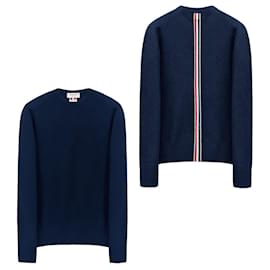 Thom Browne Three Stripe Wool Knit Blue