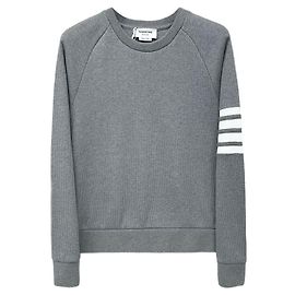 Thom Browne Drop Shoulder Waffle Knit Sweatshirt Brown