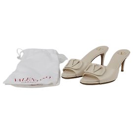 Valentino Logo Slipper Heel Size White