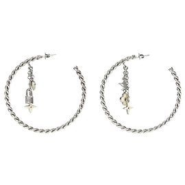 Louis Vuitton Pendientes de aro de plata con monograma Plata