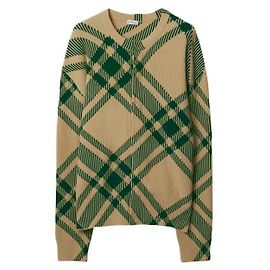 Burberry Checkered Wool Blend Cardigan Red