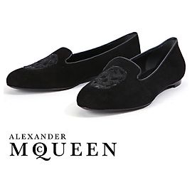 Mocassins Alexander McQueen Skull en daim noir Noir