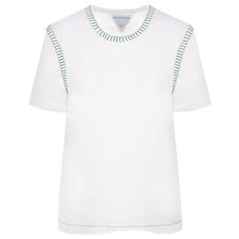 Bottega Veneta T-Shirt aus Baumwolljersey mit Overlocknaht Weiß