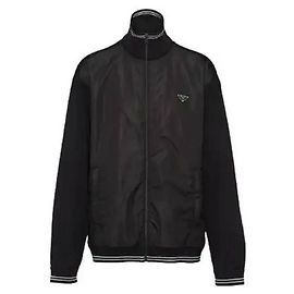 Prada Baumwoll-Cardigan mit Nylon-Details Schwarz