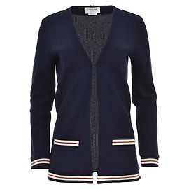 Thom Browne Cardigan long en coton à texture cricket Bleu