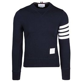 Thom Browne Stripe RWB Tab Loopback Jersey Knit Sweatshirt Blue