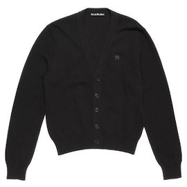Acne V-Ausschnitt Cardigan mit Face-Logo Schwarz