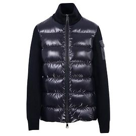 Moncler Cardigã de lã com zíper acolchoado Preto