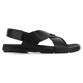 Prada Black Leather Sandals Black