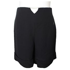 Chanel Pantalones Bermuda de Seda Negros Negro