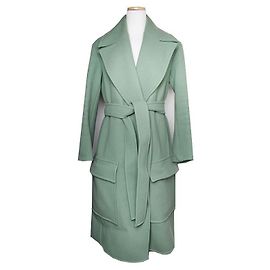 Céline Mint Green Wool Blend Belted Coat Green