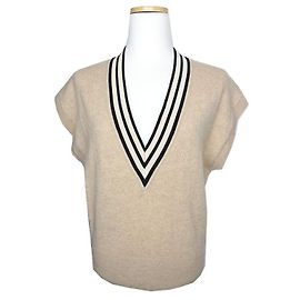 Sandro Beige Woll-Kaschmir-Weste Braun