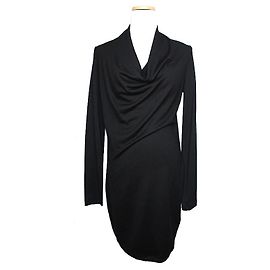 Helmut Lang Black Draped Dress Blue