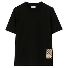 Burberry T-shirt in cotone a maniche corte Check Label Nero