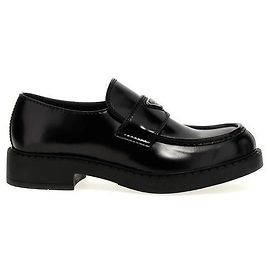 Prada Mocassins en cuir brun chocolat brossé Noir