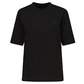 Moncler Camiseta de algodão com patch de logo em silicone Preto
