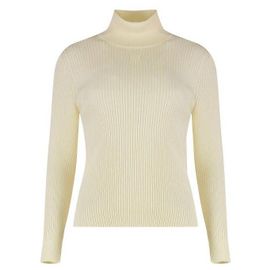 Céline Pull en laine à col montant Blanc