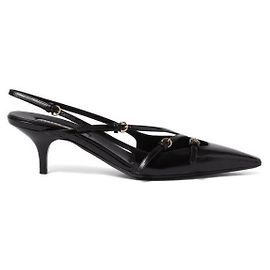 Miu Miu Slingback aus gebürstetem Leder mit Schnalle Schwarz