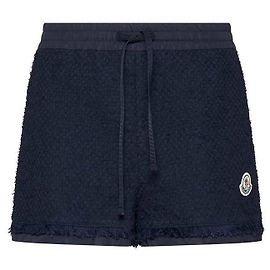 Moncler Shorts in cotone con patch logo Blu