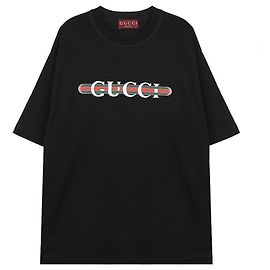 Gucci Camiseta de jersey de algodón estampada: Negro