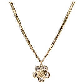 Chanel Collar de Oro CC Flor Cúbica Dorado
