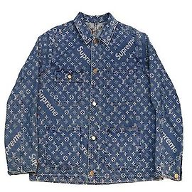 Louis Vuitton Supreme Jacquard Denim Truckerjacke Blau