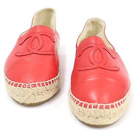 Chanel Espadrillas in pelle rossa da donna Rosso