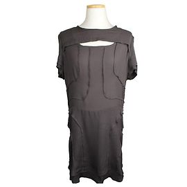 Isabel Marant Vestido de seda cinza com corte Marrom
