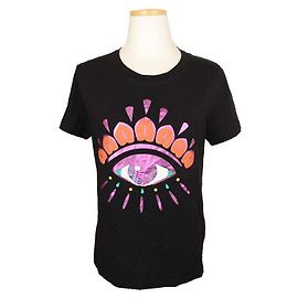 Kenzo Black Big Eye Print Cotton Top Black
