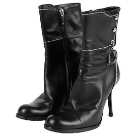 Dior Size CD Charm Decorative Ankle Boots Heel Black