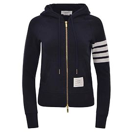 Thom Browne Bar Stripe RWB Tab Loopback Jersey Hoodie Blue